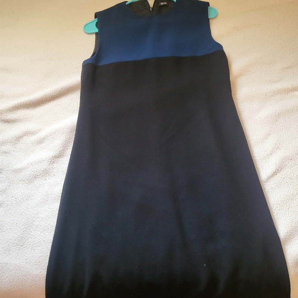 Jil Sander Navy Colorblock Blue And Black Sheath Dress